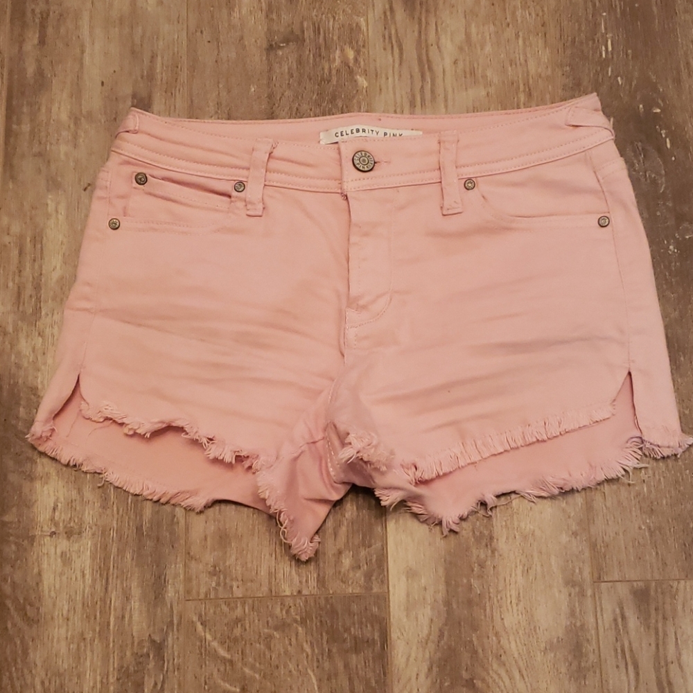 Celebrity Pink Raw Hem Shorts